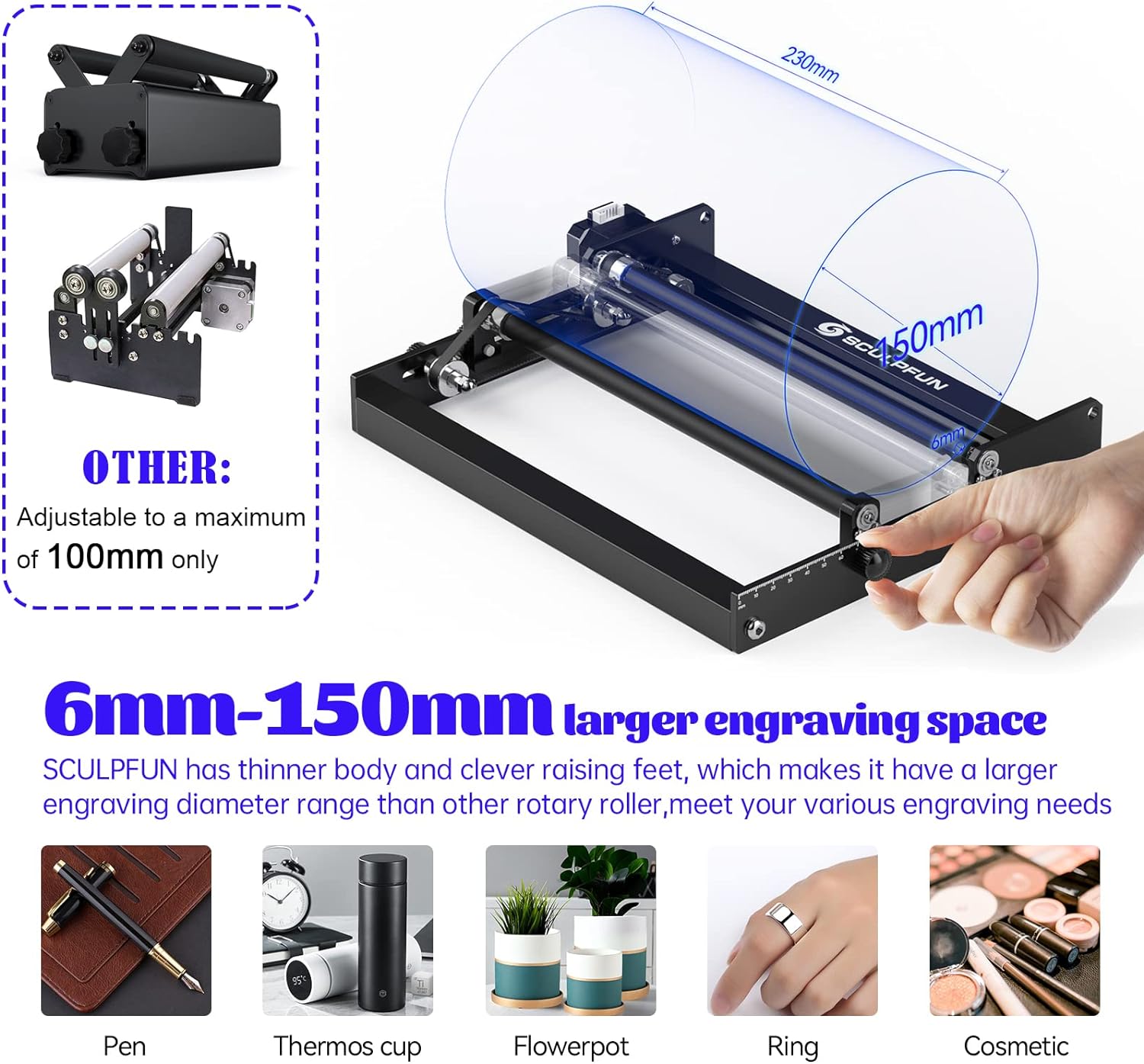 SCULPFUN Laser Rotary Roller L - Rotary Axis Laser Engraver ulasan dan harga