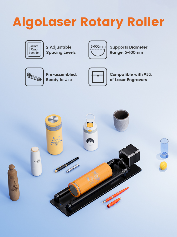 AlgoLaser Rotary Roller 360° R - Rotary Axis Laser Engraver ulasan dan harga