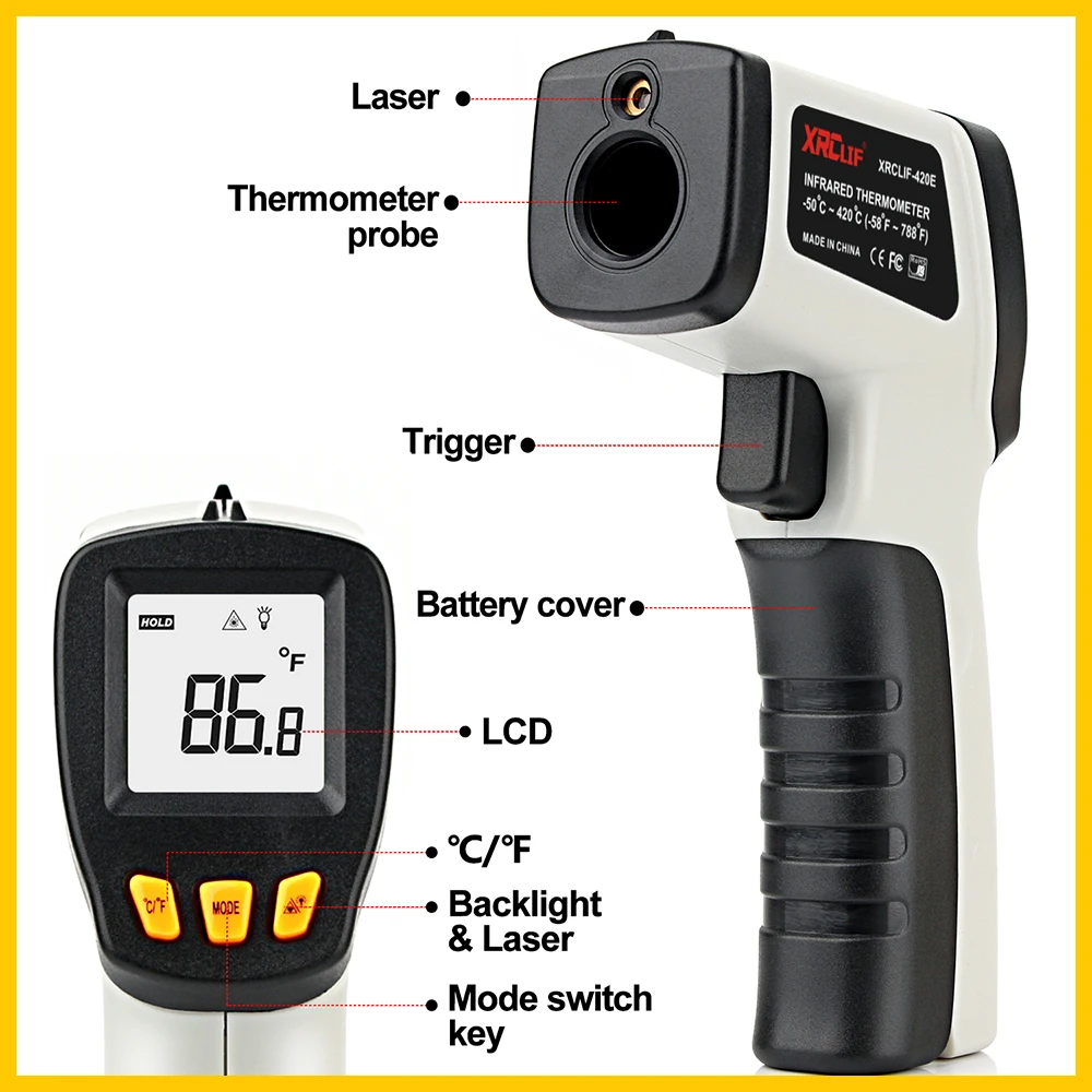 XRCLIF Infrared Thermometer No - Industrial Laser Temperature ulasan dan harga