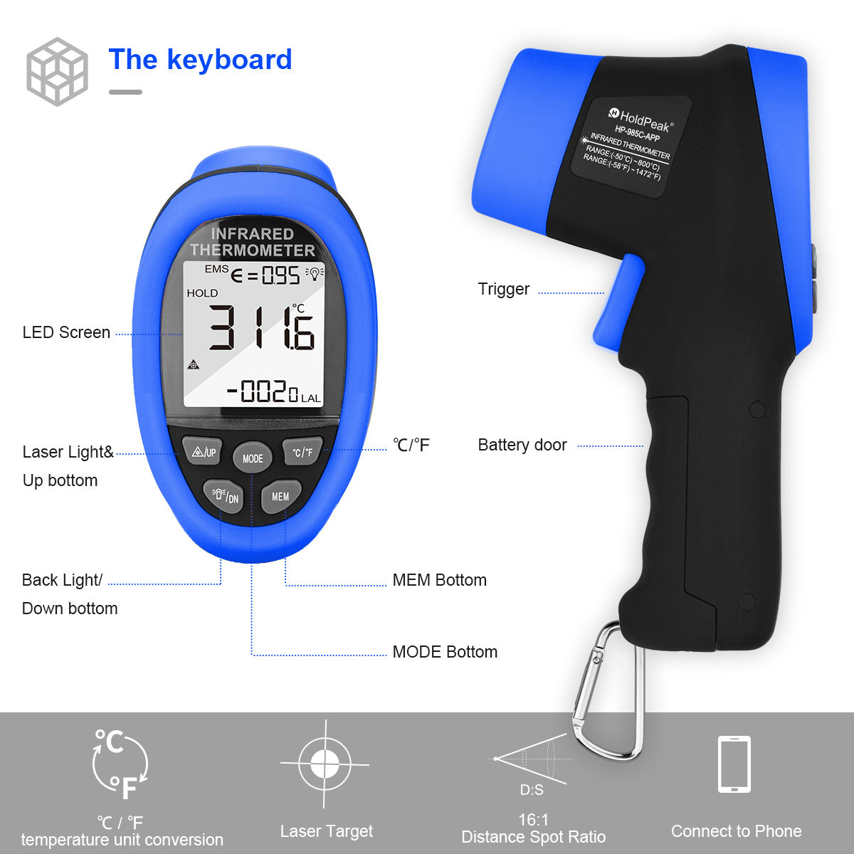 HoldPeak IR Thermometer Gun -5 - Industrial Laser Temperature ulasan dan harga